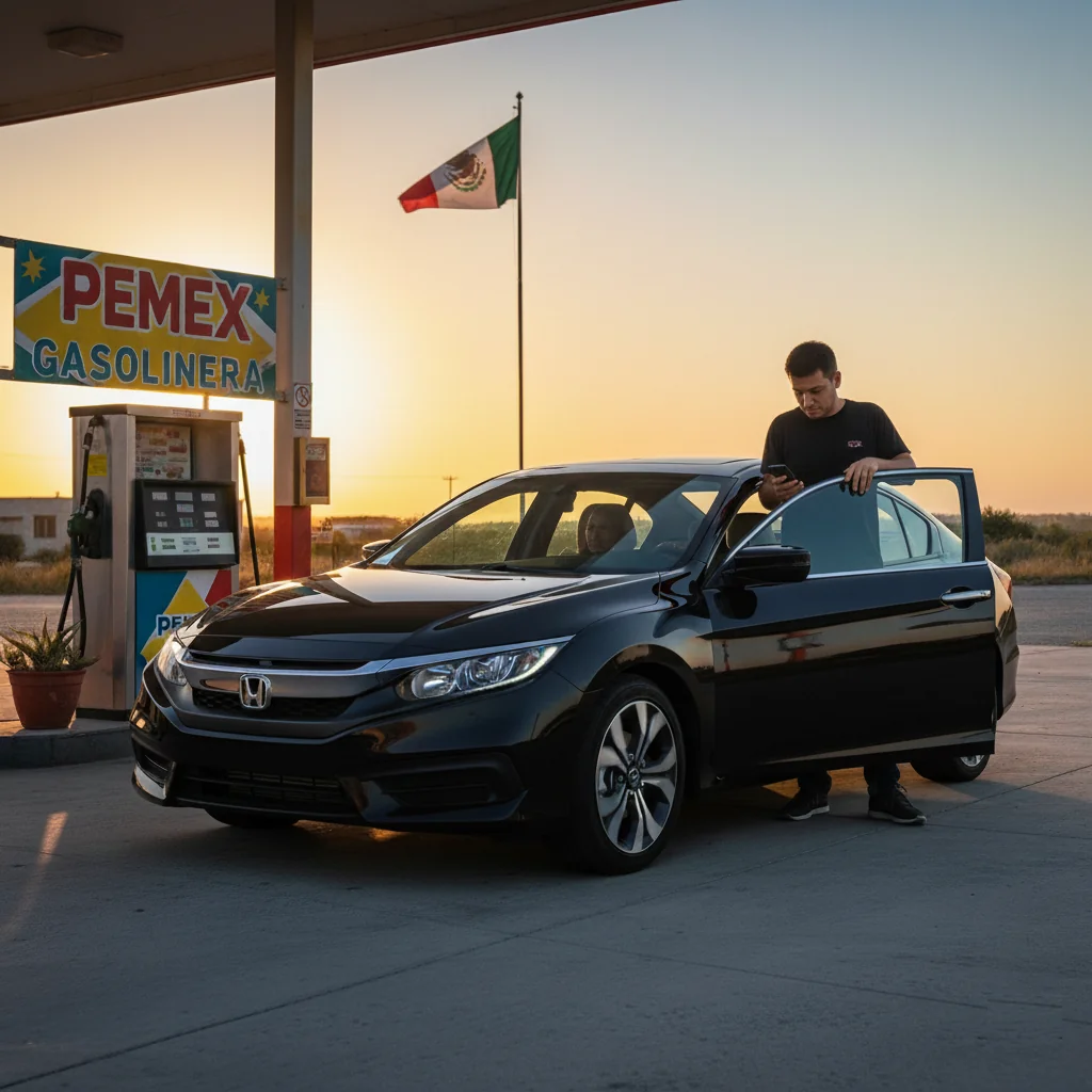 Interfaz m&oacute;vil de monitoreo GPS mostrando rutas optimizadas y alertas de seguridad para un auto particular.