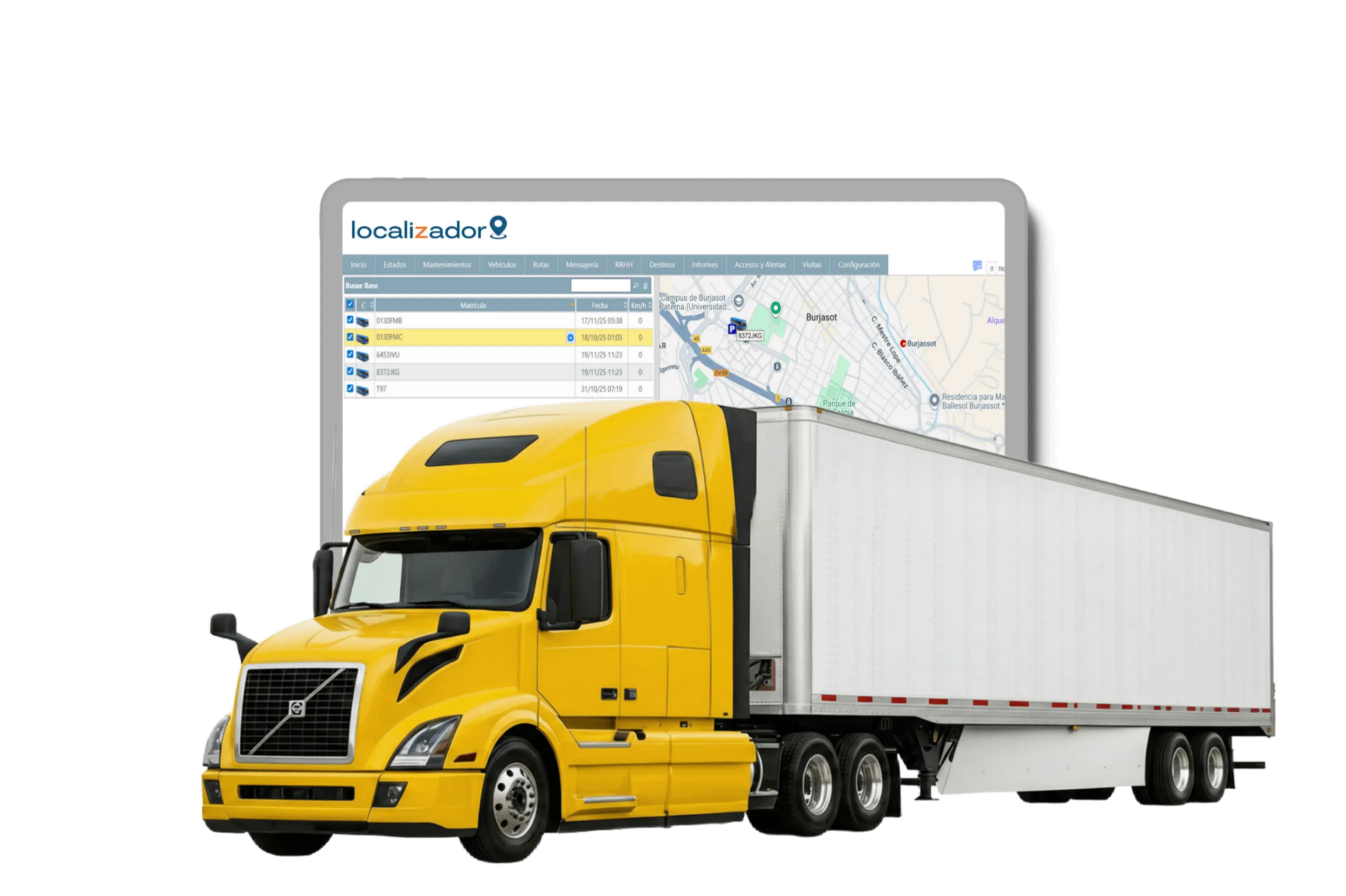 Rastreo GPS instalado en un cami&oacute;n de carga mostrando el monitoreo de rutas y la seguridad de la mercanc&iacute;a en tiempo real